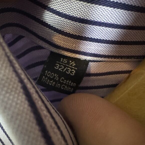 S David Donahue Shirt Men's‎ 15.5 32/33 Purple Long Sleeve Button Up Dress - Picture 5 of 9